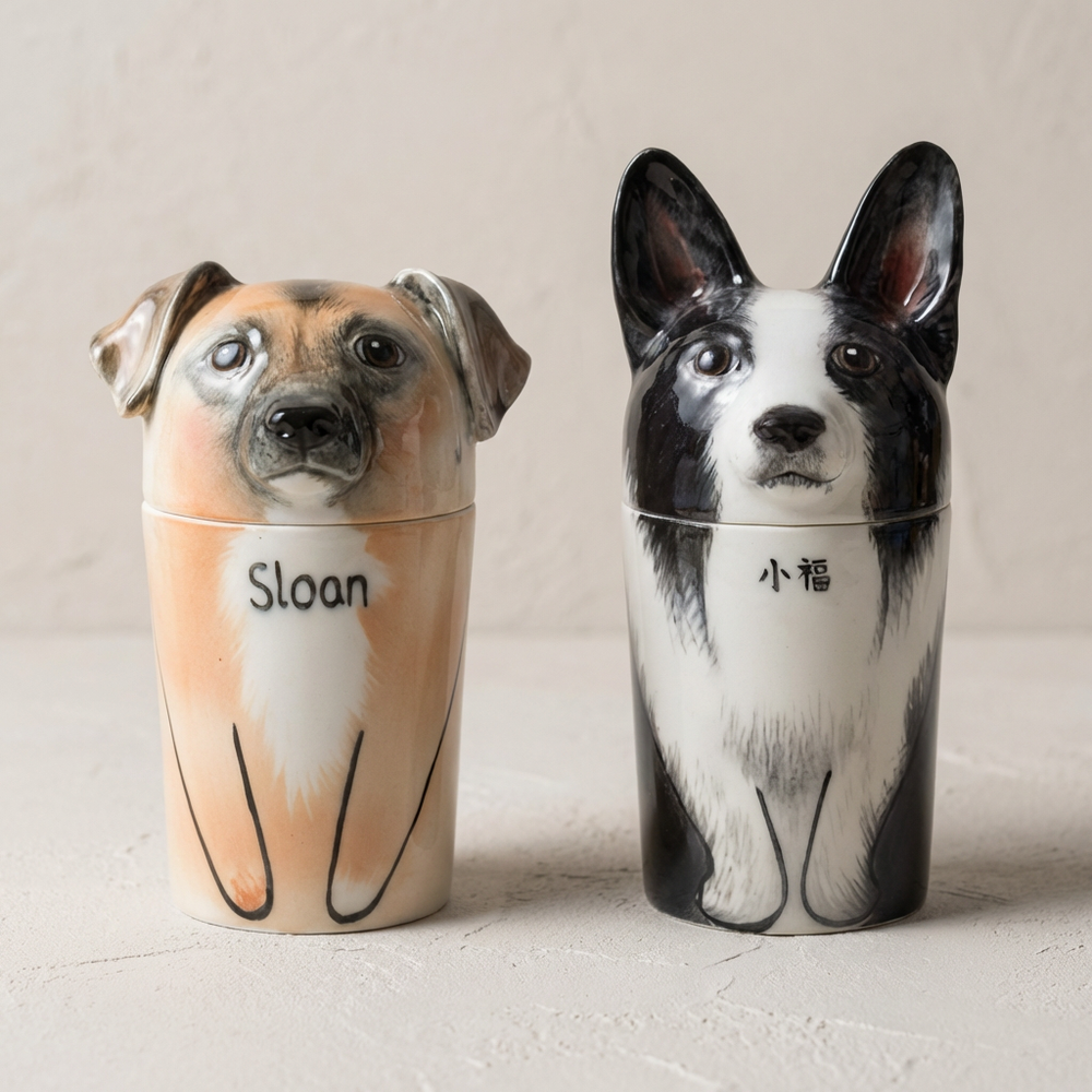 Held in Porcelain — Custom Hand-Painted Pet Portrait Urn