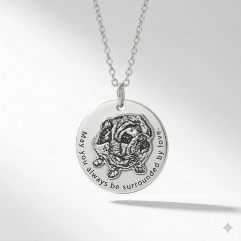 Custom sterling silver round pet necklace image 1