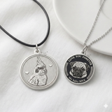 Always Near — Custom Round Sterling Silver Pet Portrait Necklace