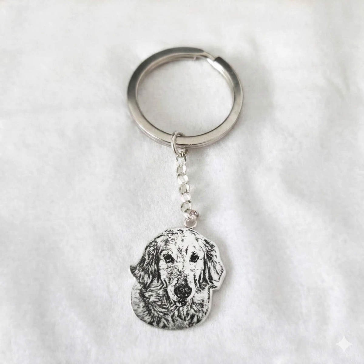 Always Along — Custom 999 Fine Silver Pet Portrait Keychain