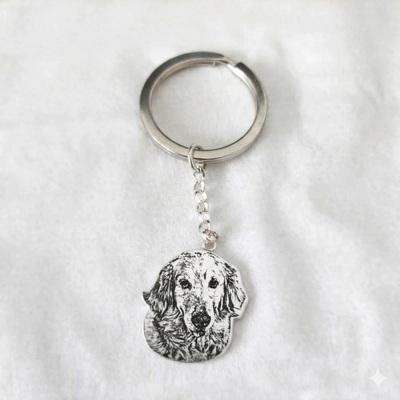 Always Along — Custom 999 Fine Silver Pet Portrait Keychain