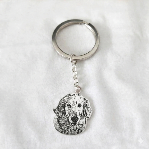 Always Along — Custom 999 Fine Silver Pet Portrait Keychain