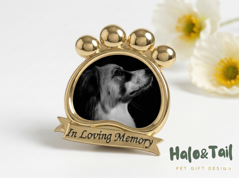 The Shape of a Paw — Gold Memorial Pet Photo Frame