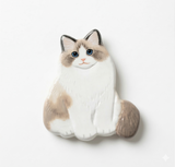Custom chibi polymer clay pet fridge magnet, colorful cat magnet close-up