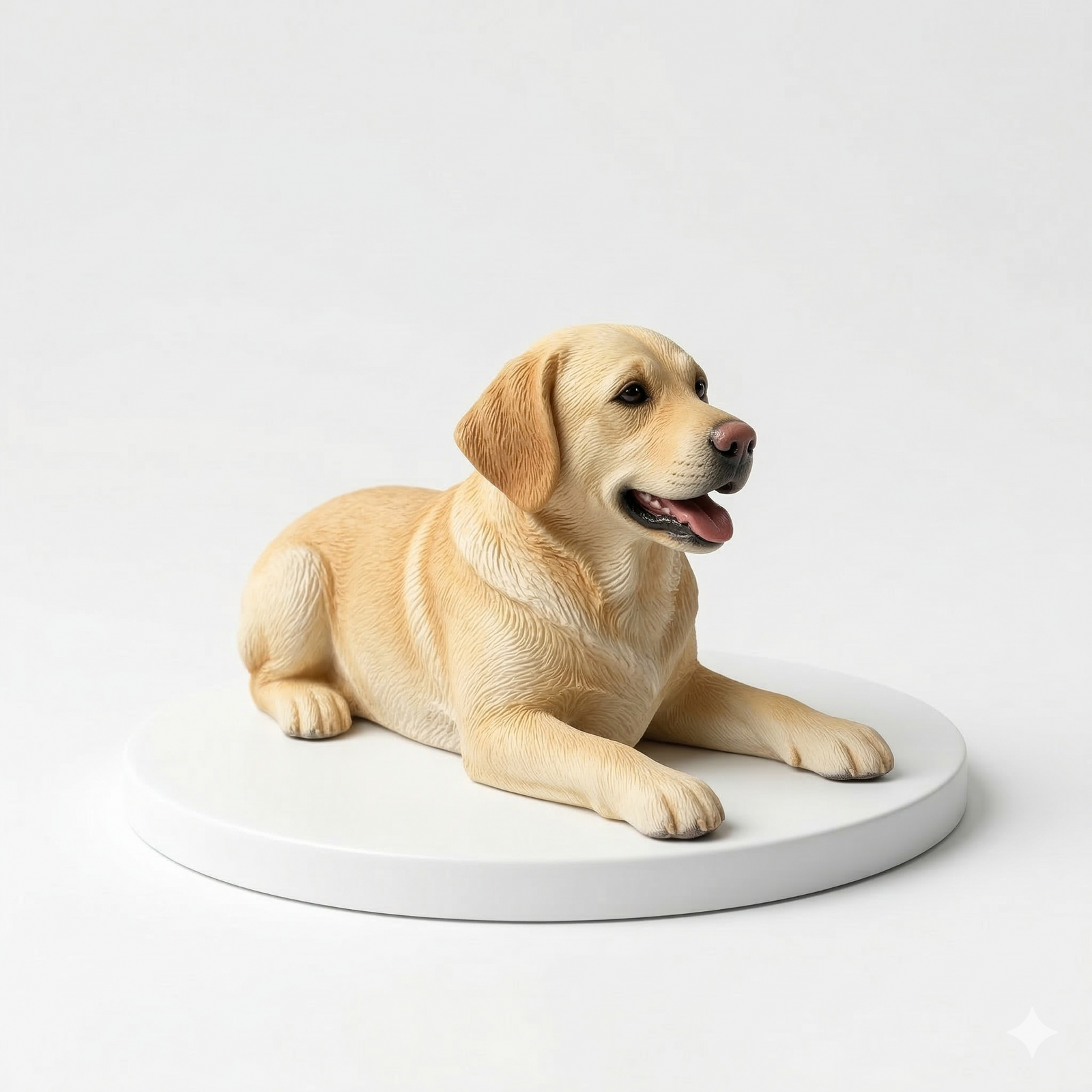 Custom realistic polymer clay pet figurine, full-body display angle