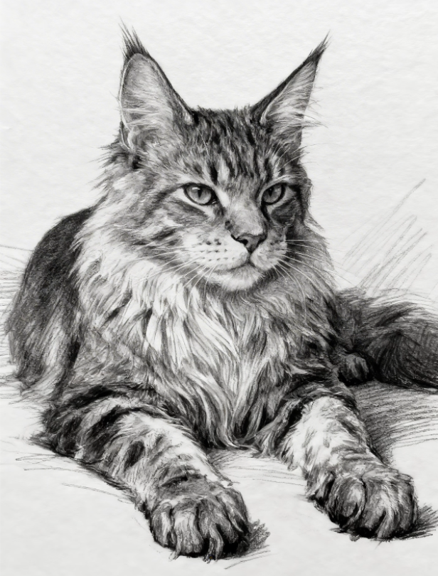 In Line and Shadow — Custom Minimalist Charcoal Pet Portrait